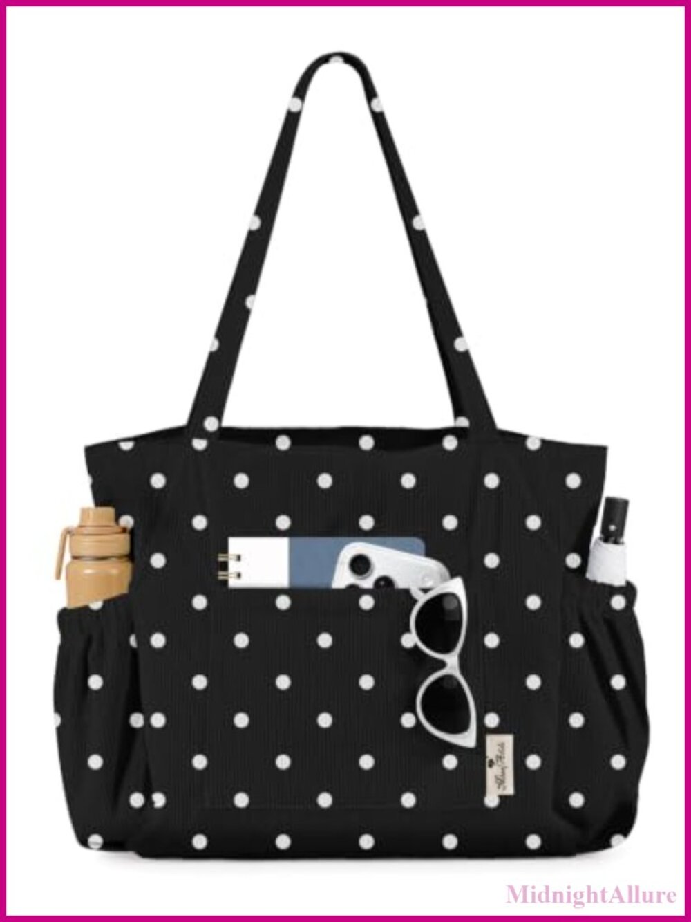 Corduroy Tote Bag for Women Multi-Pocket Zipper Shoulder Bag